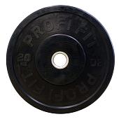 Диск для штанги каучуковый, черный D51 мм PROFI-FIT 20 кг - в интернет магазине Acrobat24.ru 